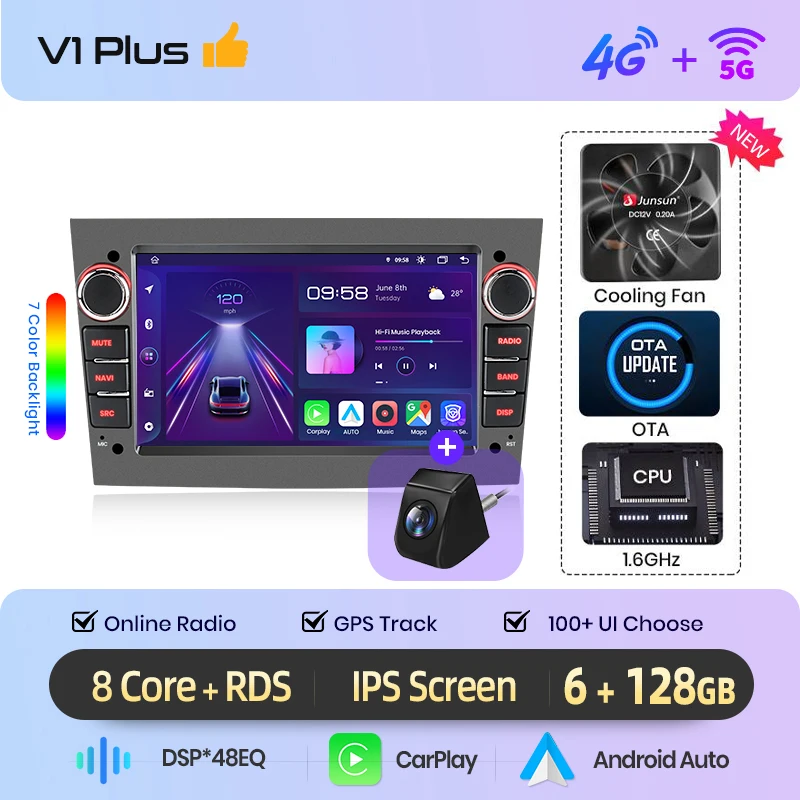 Junsun 7 inch Android autoradio voor Opel Astra H G J Zafira B Corsa C D Antara Vectra Vivaro CarPlay Auto IPS scherm stereo multimediaspeler automotive slimme intelligente systemen 2 Din autoradio