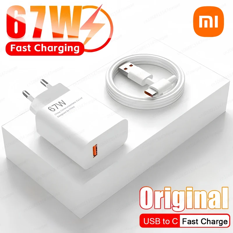 Xiaomi 67W USB Super Fast Gallium Nitride Charger Power Adapter 6A Type-C Cable Quick Charge Applicable To Xiaomi Huawei Samsung