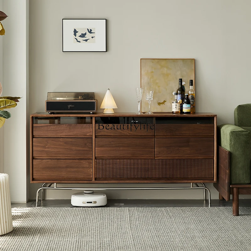 

North American black walnut antique storage furniture retro bedside cabinet all solid wood