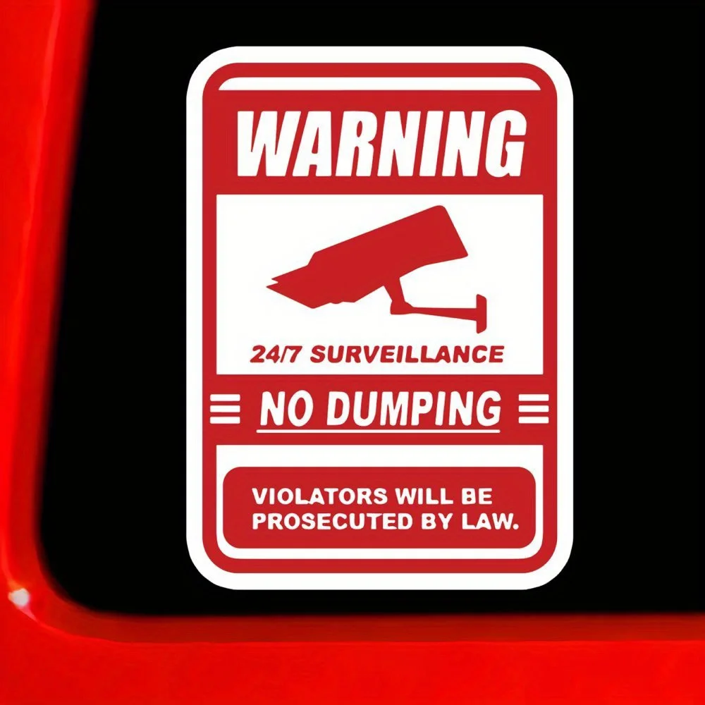 24/7 Surveillance Warning Vinyl Decals, Waterproof, UV Resistant, Easy Apply No Residue, for Helmet, Car Window, Scooter, Bike