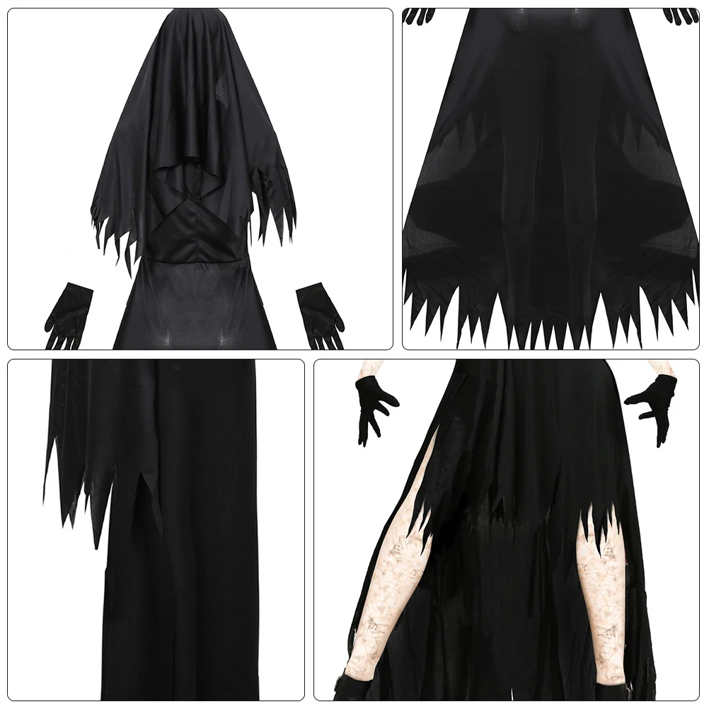 

Взрослый костюм монахини на Хэллоуин, прочная страшная вечерняя форма премиум-класса, женская одежда, праздничная атмосфера, декоративный эффект, реквизит