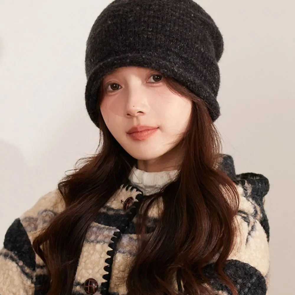 

Personality Elastic Knitted Stacked Hat Streetwear Korean Style Y2K Pullover Cap Soft Dome Brimless Beanie Cap Outdoor