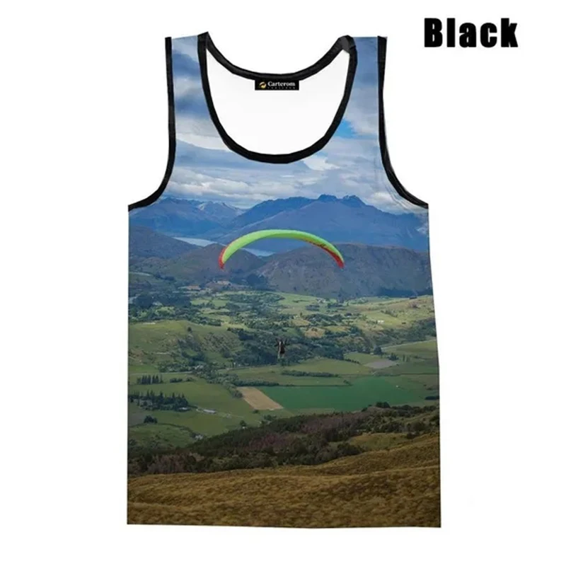 3D Print Paragliding Graphic Tank Tops For Men Summer Casual Sleeveless T-shirt Streetwear Mens Plus Size Tees Bodybuilding