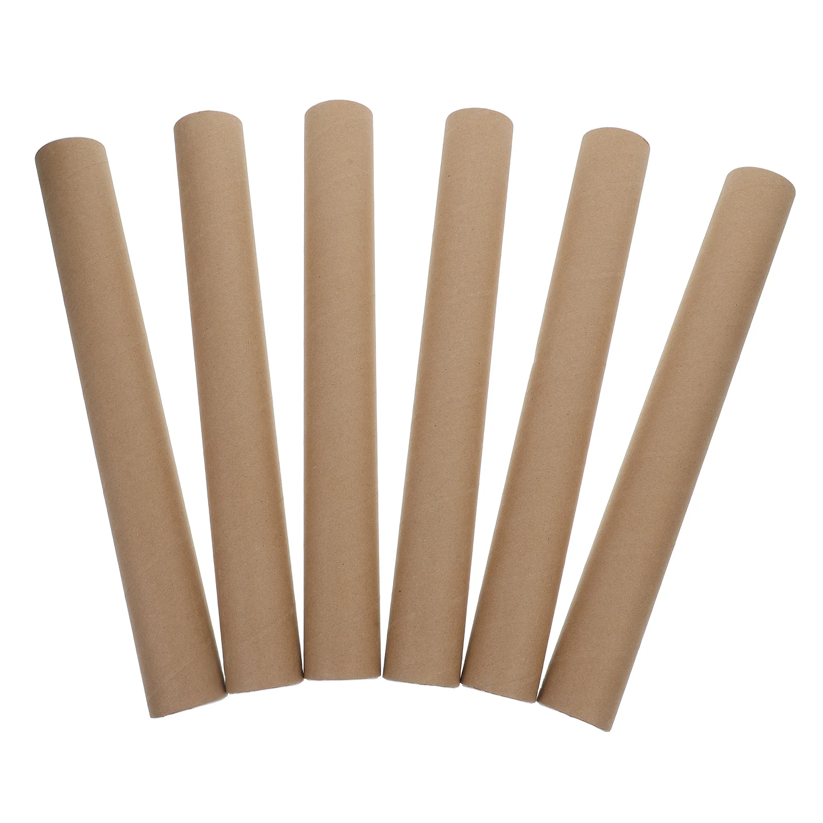 6pcs Kraft Paper Artwork Tubes Mailing Shipping Tubes Plastic Caps Poster Scroll Tube Box Multipurpose Storage Calligraphy