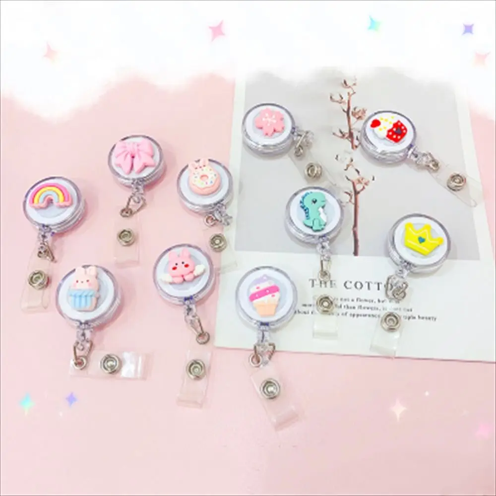 Cute ABS Nurse Doctor Card Holder Name Tag Cartoon Name Card Holder Badge Holder Retractable Badge Reel ID Card Clips