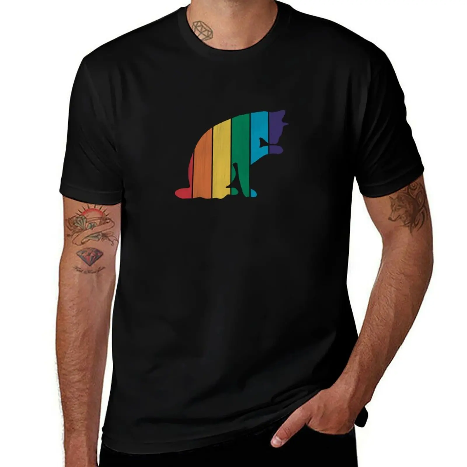 

Pride Cat Flag T-Shirt Work Wear Simple Tee Shirt