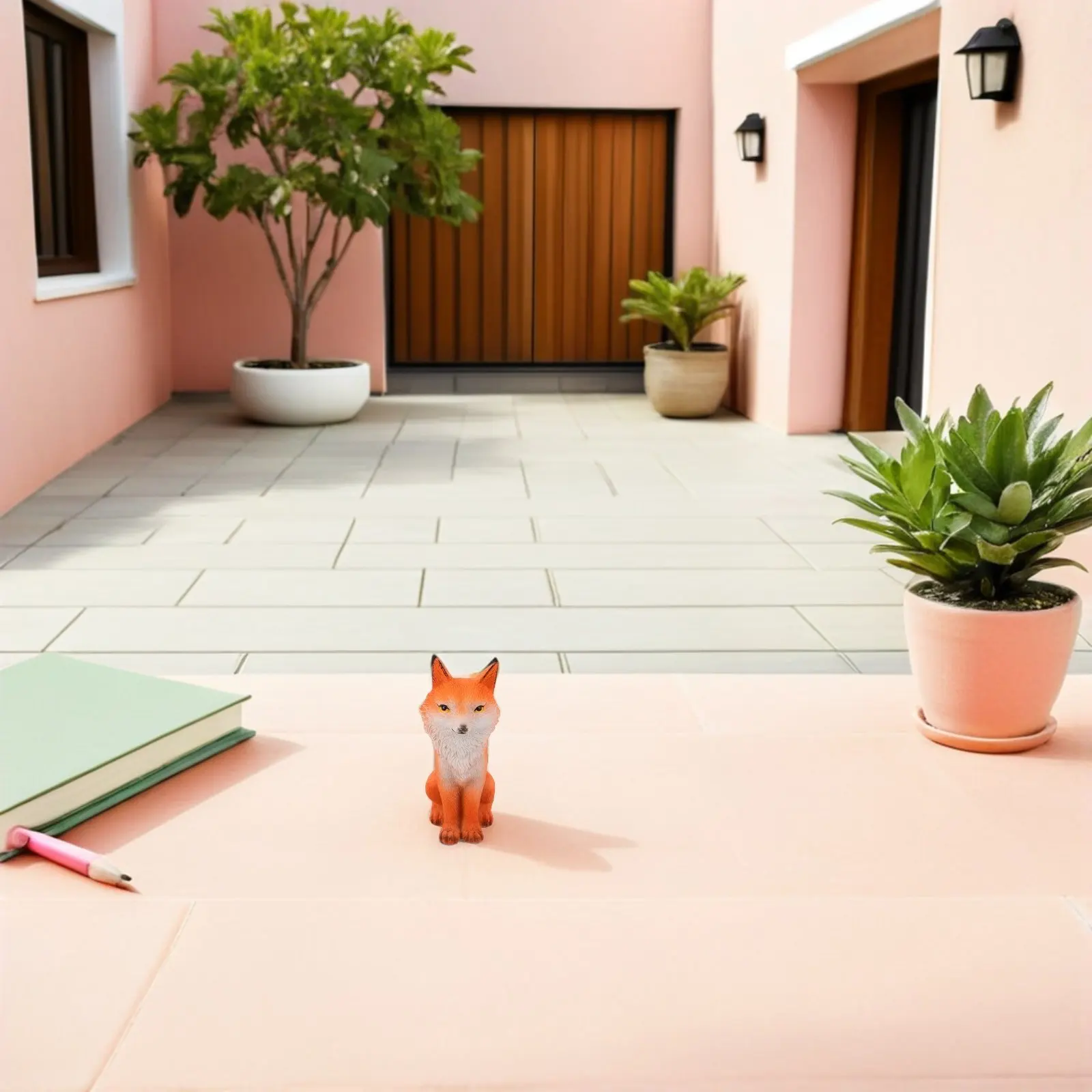 Mini Resin Fox Statue Small Fox Sculpture for Outdoor Patio Bonsai Plant Pot Fairy Garden Landscape Desktop Decoration