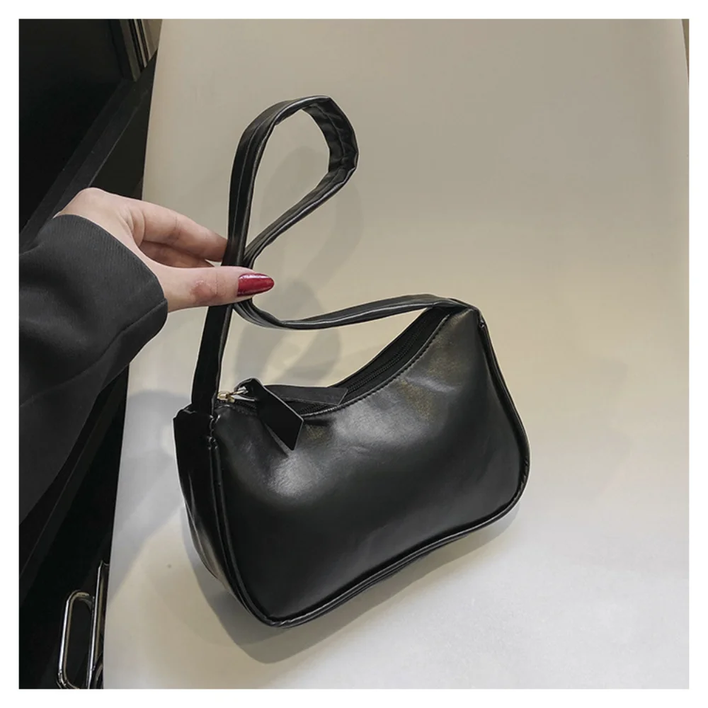 

2025 Retro Soft PU Leather Women Shoulder Underarm Bags Casual SolidColor Small Top-Handle Handbags Ladies Fashion Shoulder Bags