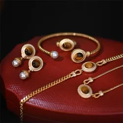 New Fashion, Light Luxury, High Grade Tiger Eye Stone Jewelry Bracelet Set, Women's Gift, Banquet Jewelry, 2023