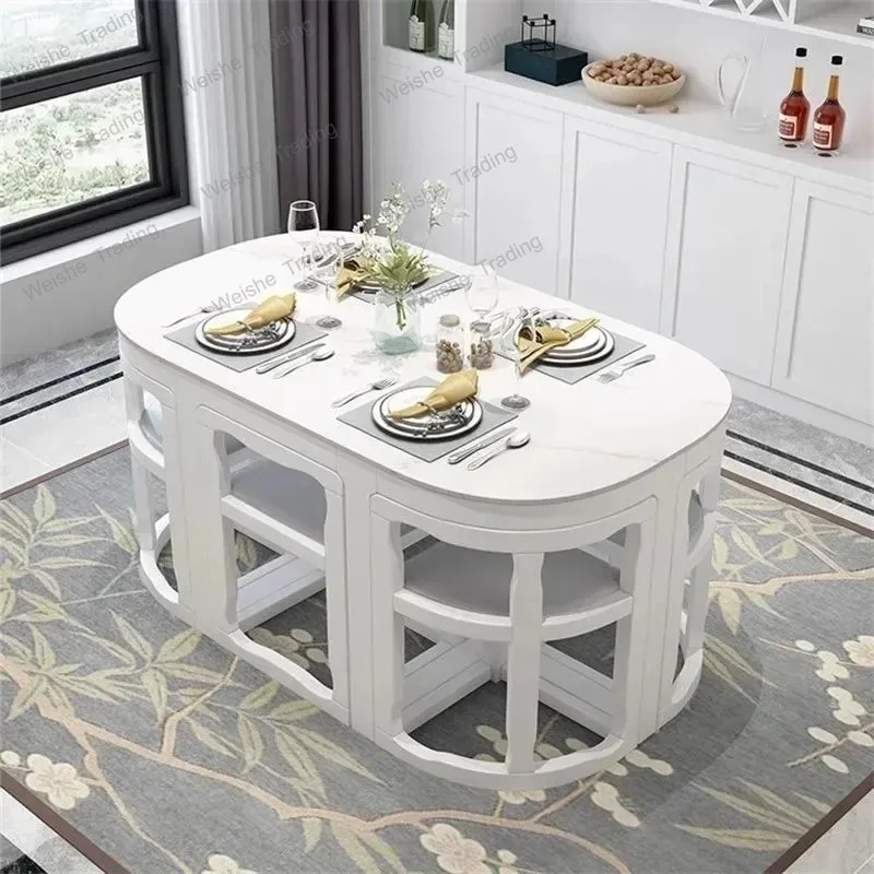 dining table luxury set restaurant decoration big white ceramic table and chair set