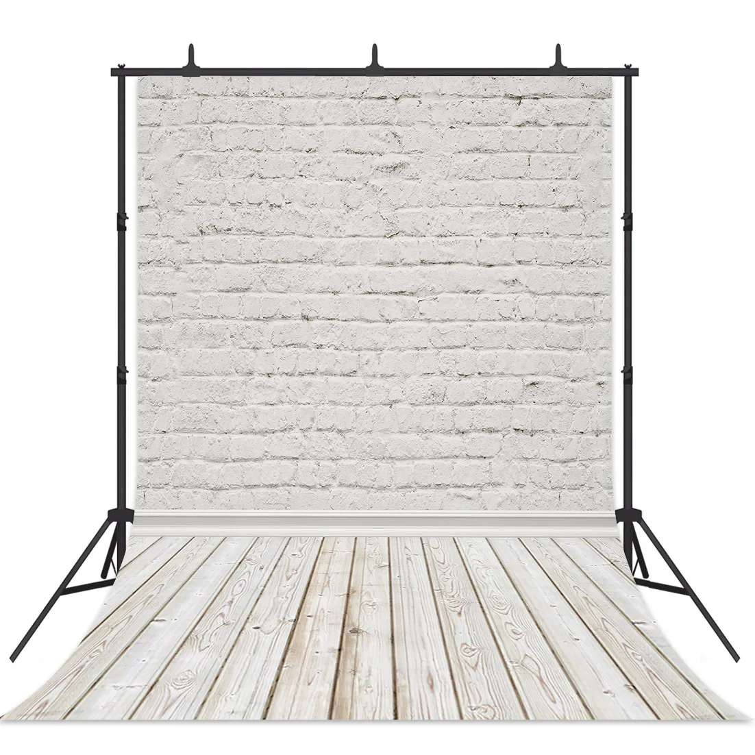 White Brown Grey Brick Wall Photo Backdrops Wooden Floor Background Portrait Baby Children Commerical Photo Studio Photozone