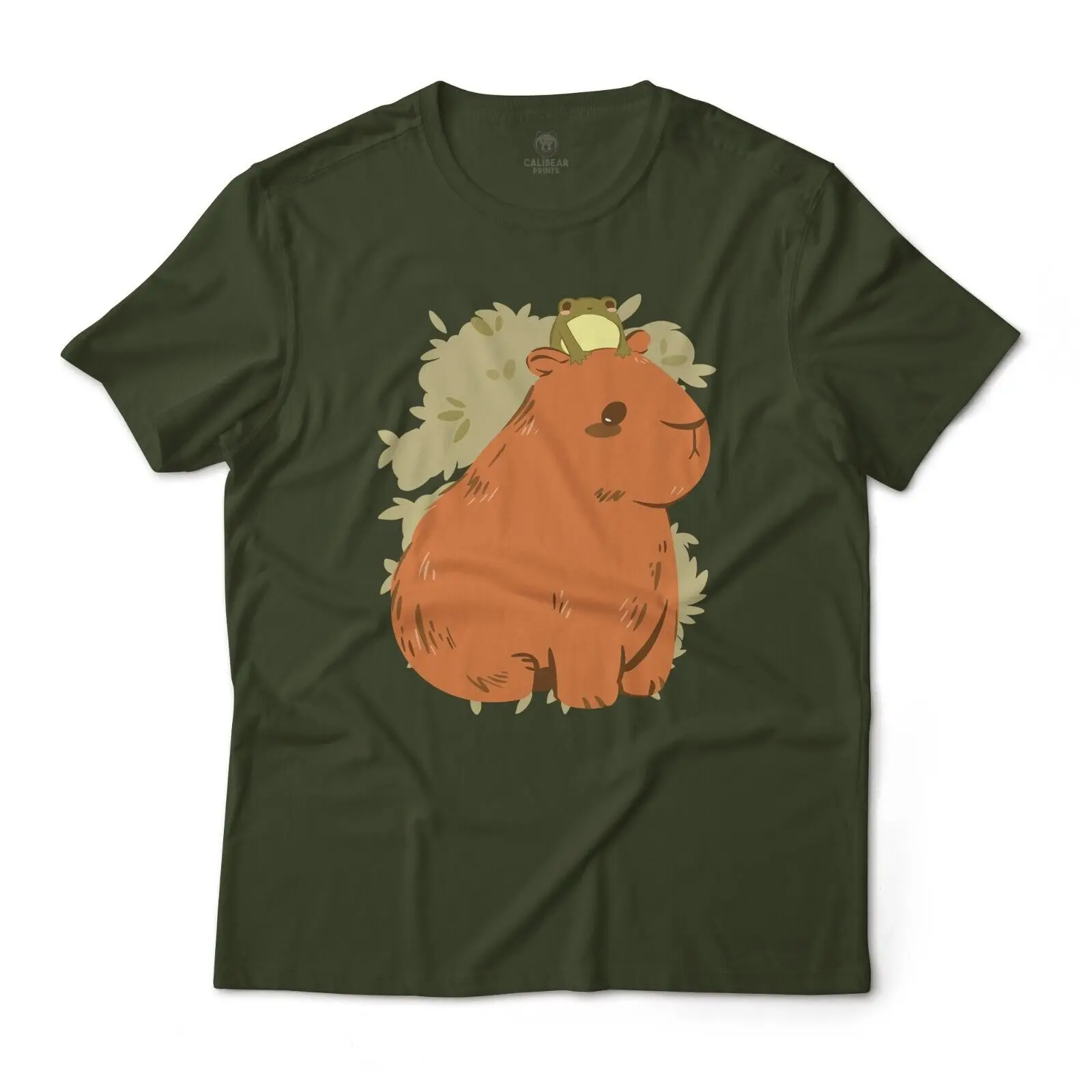 Cute Capybara And Frog Autumn Theme Graphic T-Shirt Lightweight Cotton Tee