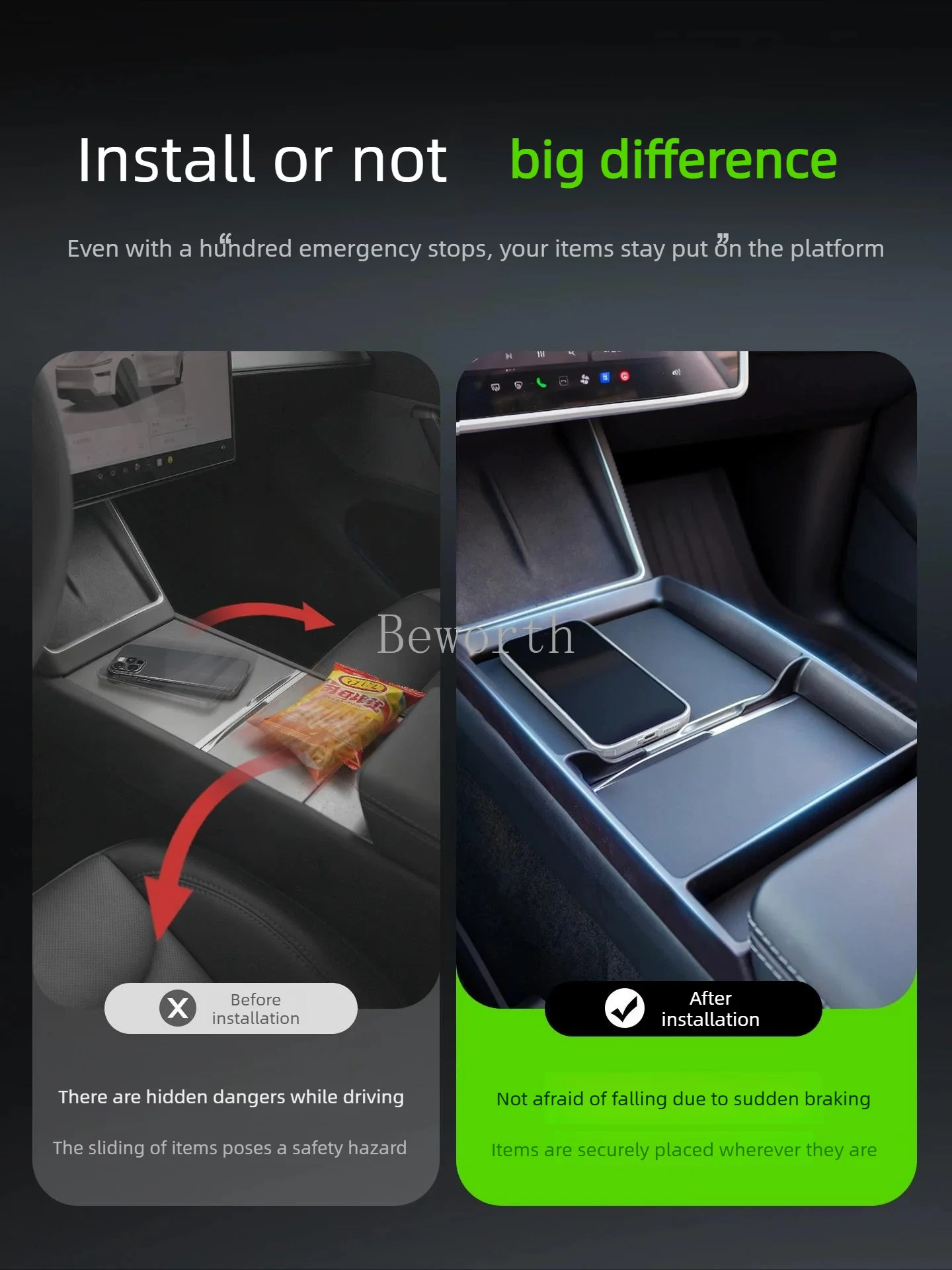 Für 2026 Tesla Model 3 Y YL Juniper Mittelkonsole Ladepad Silikon Anti-Rutsch Zentralsteuerungs-Schutzabdeckung Rahmen – Detail 6