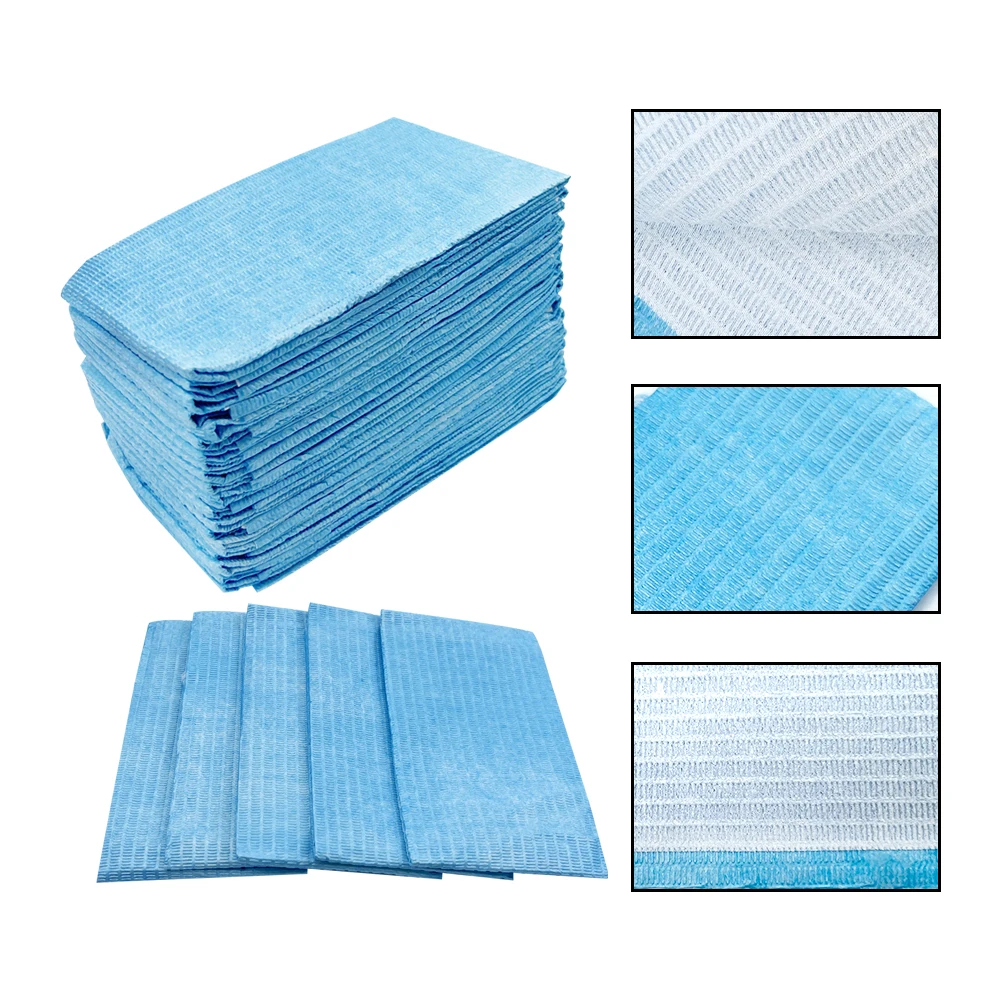 100Pcs Disposable Dental Chest Towel Dentist Bibs Cleaning Pad Tattoo Table Covers Clean Pad Dentist Patient Baby Apron Tool