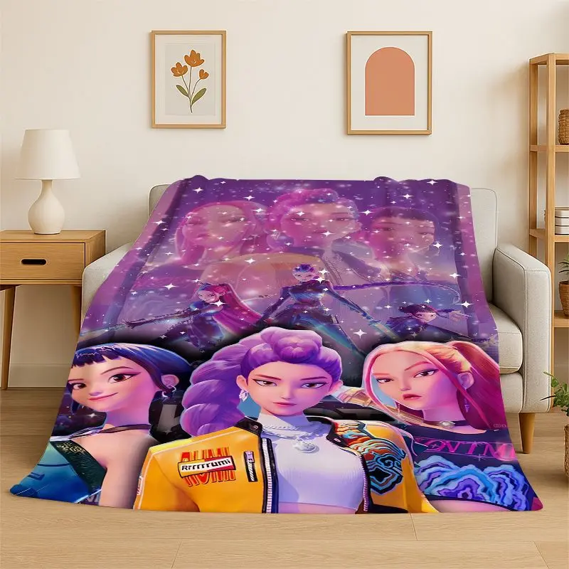 New KPop D-Demon H-Hunters Cartoon Flannel Throw Blanket,Warm Cozy Blanket for Bed,Sofa,Couch,Bedroom,Living Room,Office,Camping