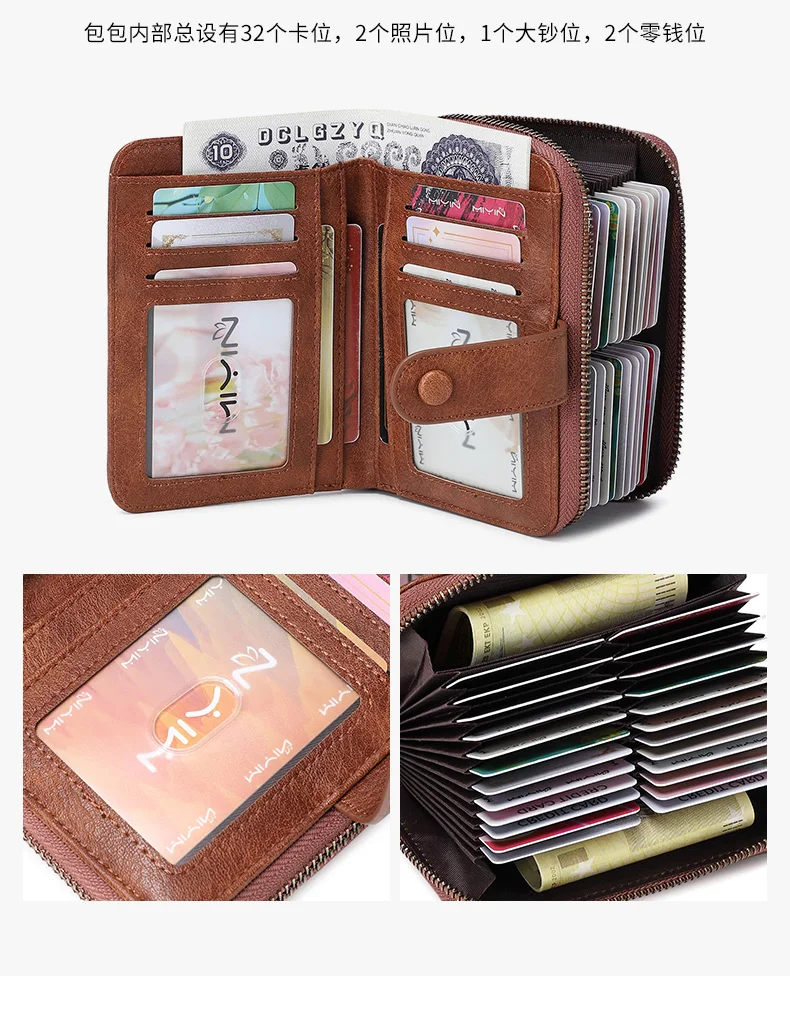 MIYIN Damen-Geldbörse, RFID-blockierend, klein, kompakt, bifold, kurze Geldbörse, Pu-Leder, großes Fassungsvermögen, Kreditkartentasche mit Handschlaufe – Detail 8