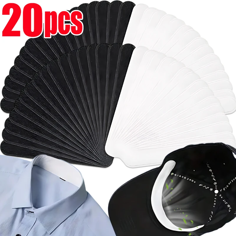10/20Pcs Cotton Sweat-absorbing Liner Pads Hat Anti-dirt Sports Belt Cap Rim Size Reducer Sticker Neckline Invisible White Tape