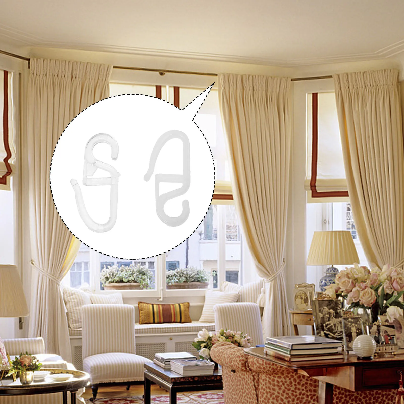 300 Uds. Ganchos de plástico ajustables para cortinas de puerta de baño con barra