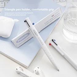 Kawaii 3 Color Multifunctional Retractable Gel Pen 0.5mm Stationery Caneta канцелярия Triangular Comfortable Grip Pen Holder