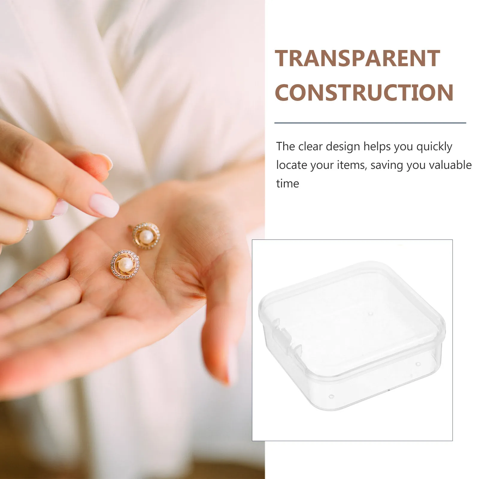 Large Portable Handheld Transparent Storage Box Organizer Clear Plastic Case for Crafts Stationery Photos Stickers Stamps Seed