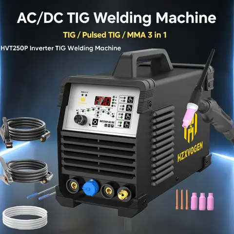 Hzxvogen Hvt250P Tig Welder Acdc Aluminum Mma Arc Hf Tig Digital Pulse 2T/4T Tig/Pulsed Tig/Mma 3 in 1 Welder Argon Welding Machine Stainless Welder