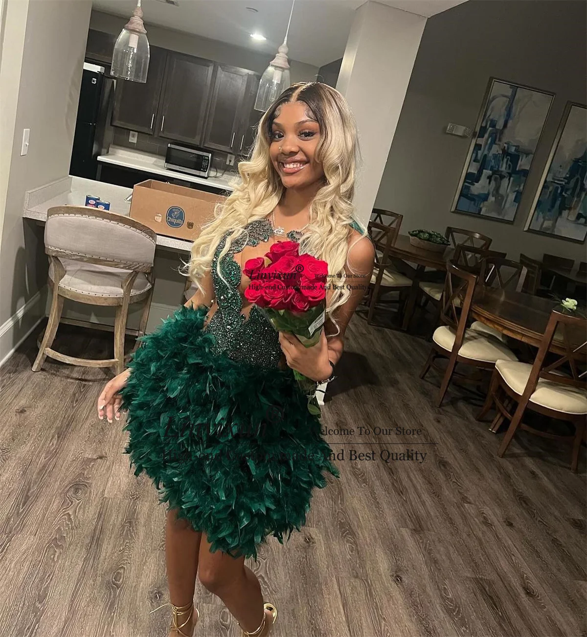 Sparkly Kristallen Diamant Korte Galajurken Zwart Meisje Sexy Slit Verjaardagsfeestje Jurk Aangepaste Minin Homecoming Cocktailjurk