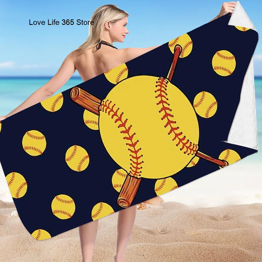 3D Baseball Printed Beach Bath Towel Microfiber Swimming Towels Oversized Super Absorbent Sand Free Thick Towels Home Textile