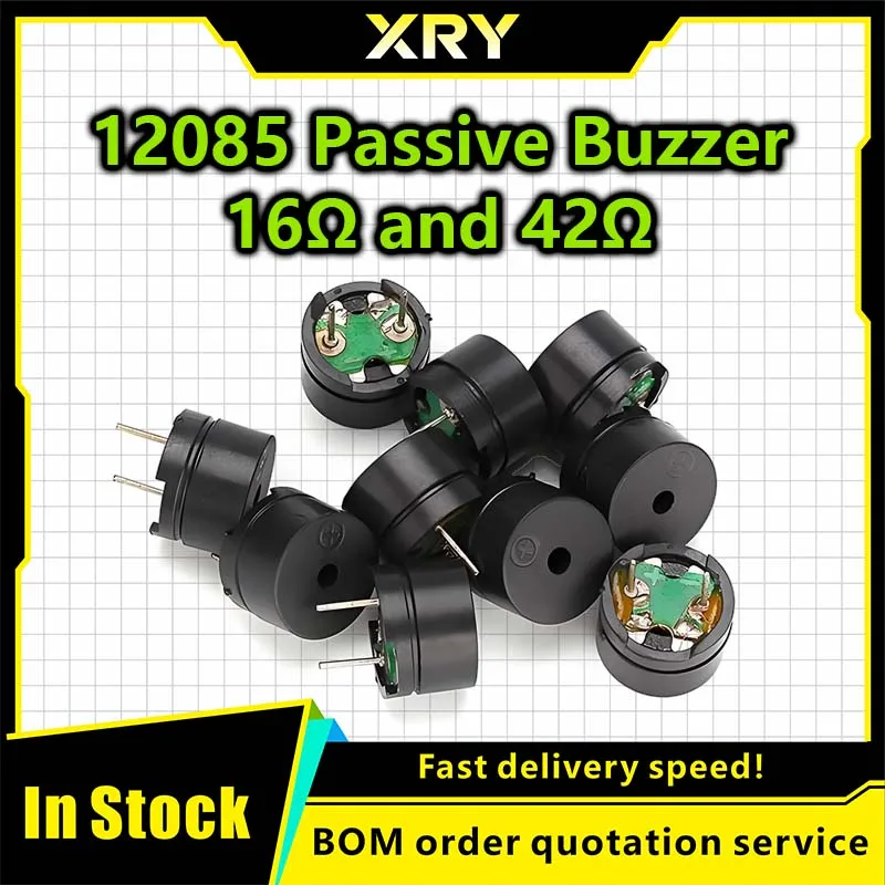 10PCS/LOT Passive Buzzer 12MMx8.5MM 12085 42R Resistance 3V 5V 9V 12V in Common Use Mini Piezo Buzzers Kit, for Arduino