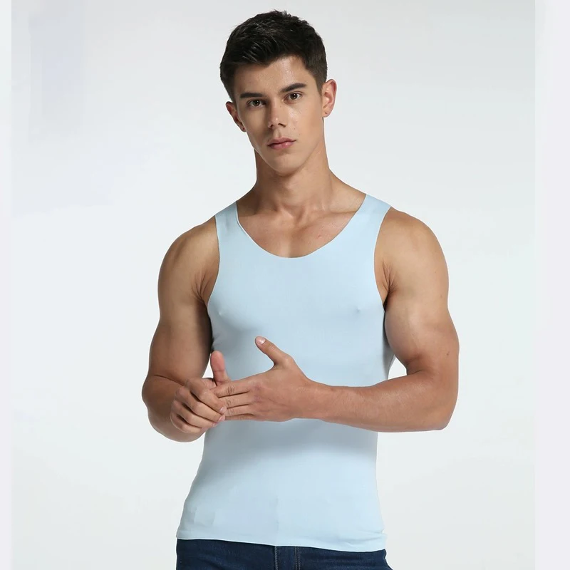 Summer Cool Men Vest Tank Tops Underwear Ice Silk Seamless Mens Undershirt Male Bodybuilding Fitness Sleeveless T-shirt Singlets