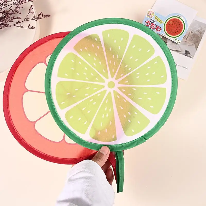 Handheld Fans Round Foldable with Fruit Design for Portable Pocket Cooling Needs