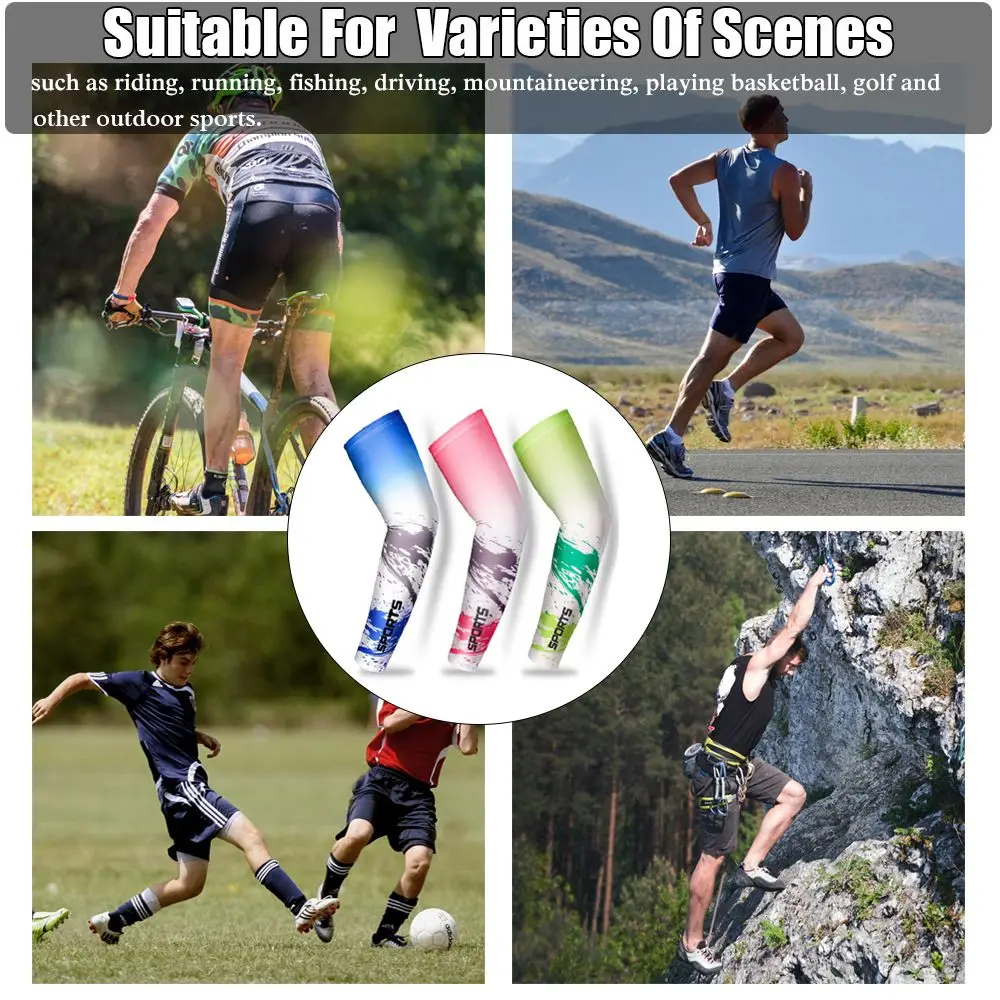 2Pcs Cooling Arm Sleeves Cover Sports Running UV Sun Protection Outdoor Volleyball Fishing Cycling Sleeves for Hide Tattoo