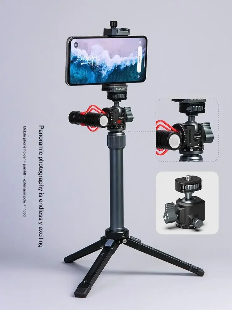 Tripod Heads Hot Shoe 1/4 Screw Hole Tripod Mount Camera Head Adapter Ball Head 360 Panoramic Phone Holder Universal Ballhead