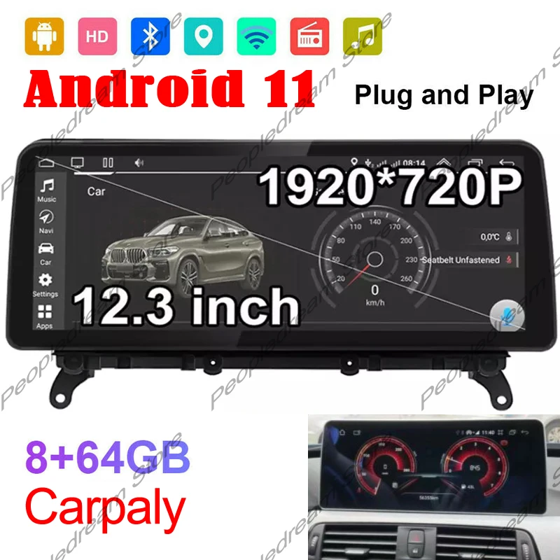 

8 cores 8G+64G android 11 Car multimedia Player Navigation GPS radio 12.3" For BMW 3 F30 2013 2014 2015 2016 10.25" DSP carplay