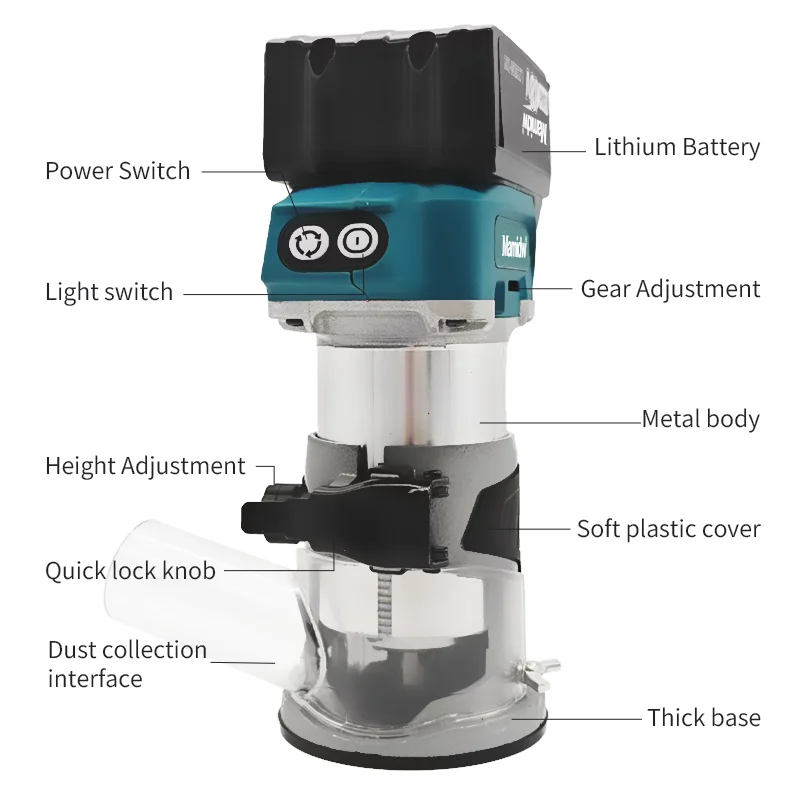 Cordless Trimmer Trimming Machine Brushless Slotting Tool Milling Woodwork Engraving Machine For Makita 18v Battery PIN