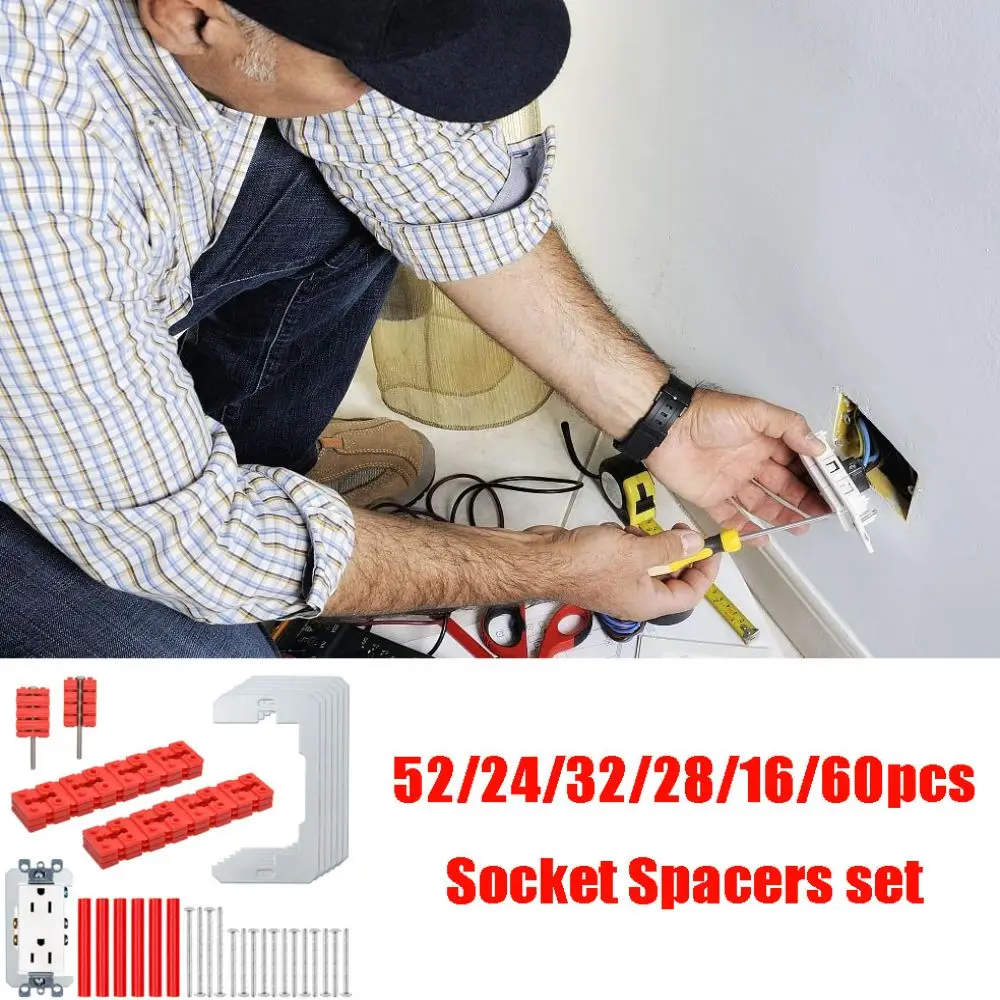 (52/24/32/28/16/60)pcs/set Socket Spacers Adjustable Easy To Install Outlet Spacers Secure Durable Outlet Box Extender