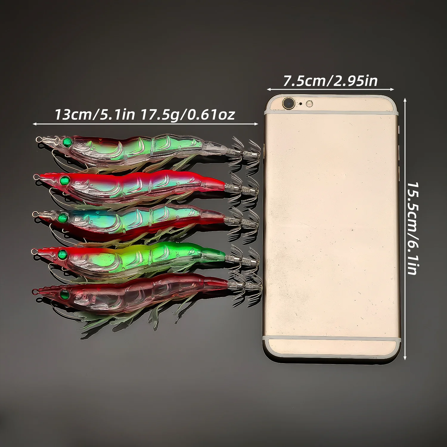 ANFS 1pc/5pcs Glowing Squid Fixtures - Artificial Shrimp, Squid Bait, Fish Bait image 6