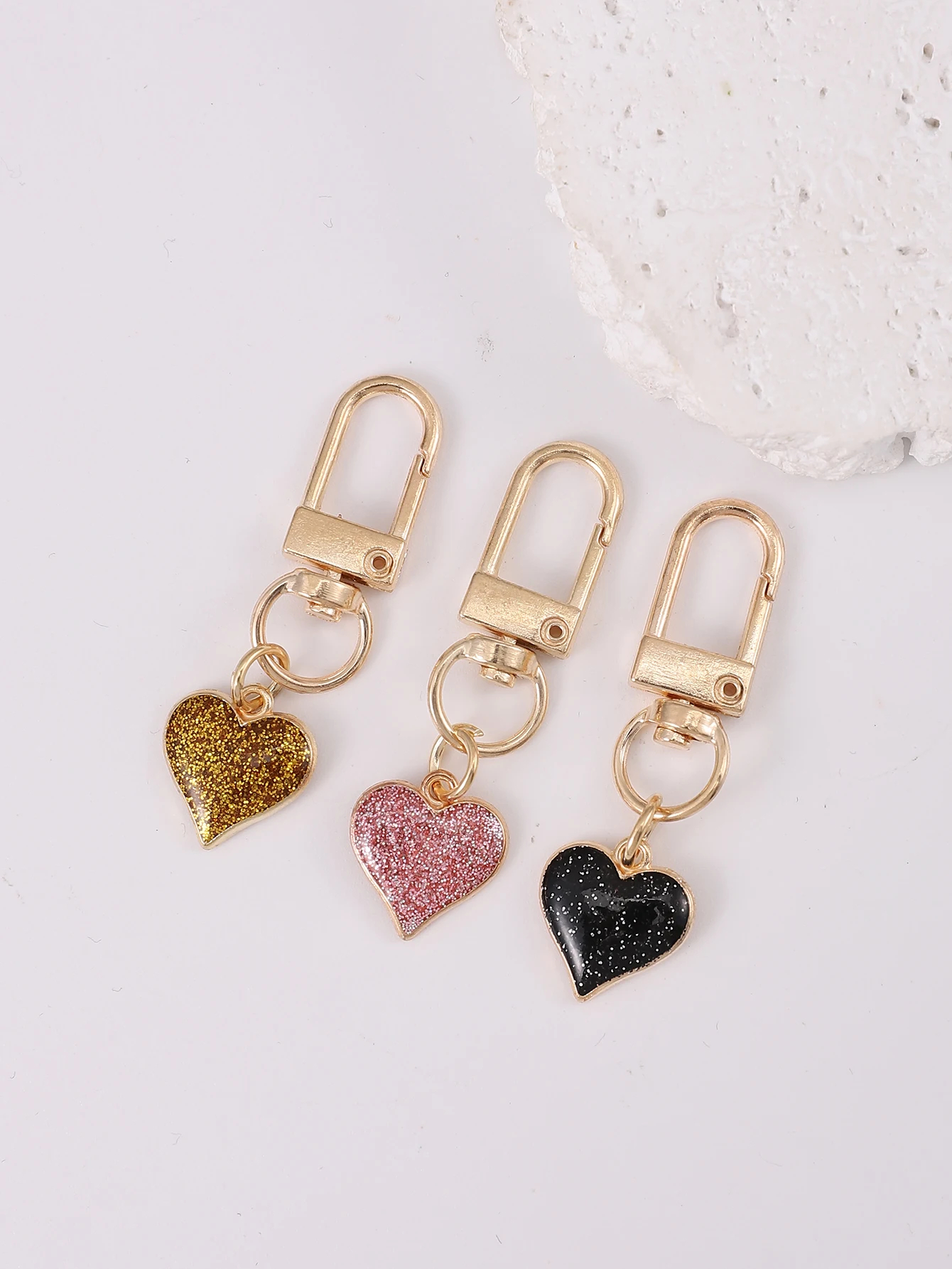 7pcs Sweet Romance Alloy Drip Oil Love Heart Pendant  Keychain Cute Ornament Bag Purse Charm Accessories Women\'s Day Gift