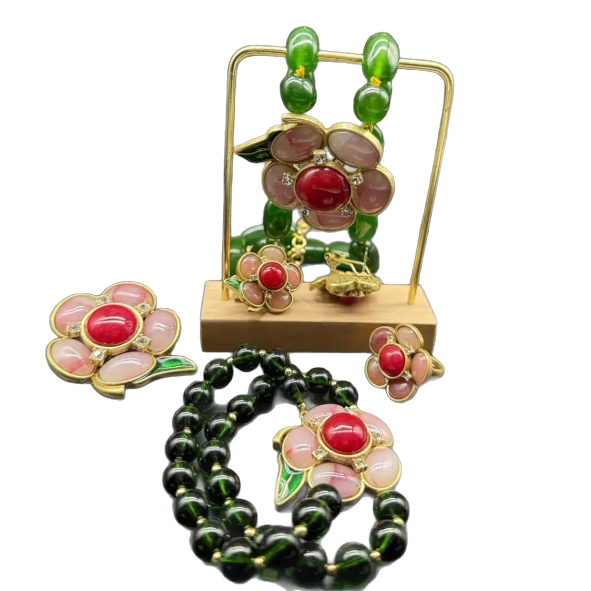 exquisite simple flower-shaped earrings rings necklaces bracelets brooch  sweet  versatile accessories