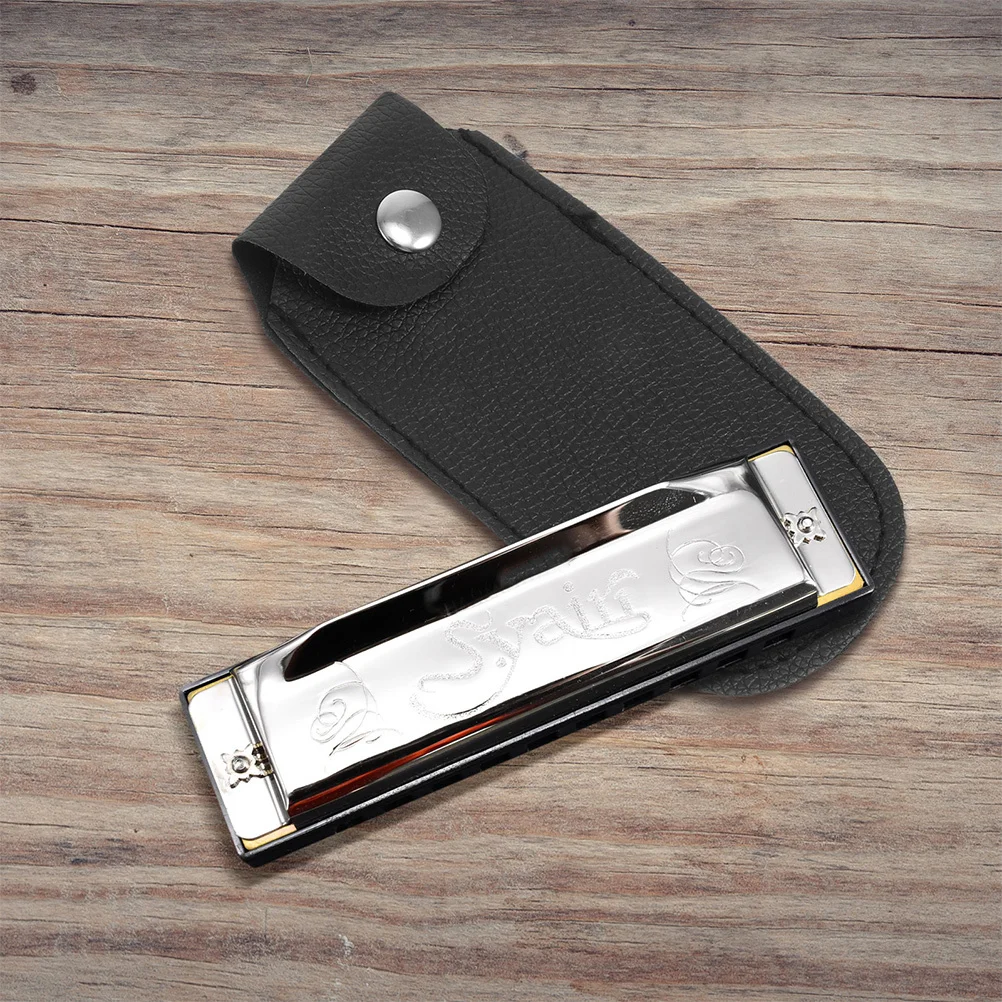 

3Pcs Harmonica Storage Bag Durable Faux Portable 10-Hole Harmonica Case Scratch Protection Harp Accessories