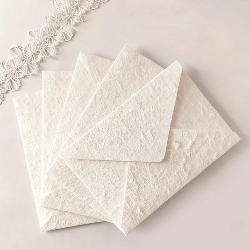 20Pcs Small Paper Envelopes Embossed Texture Envelope Vintage Handmade Cotton Paper Envelope for Wedding Invitation 11x16cm