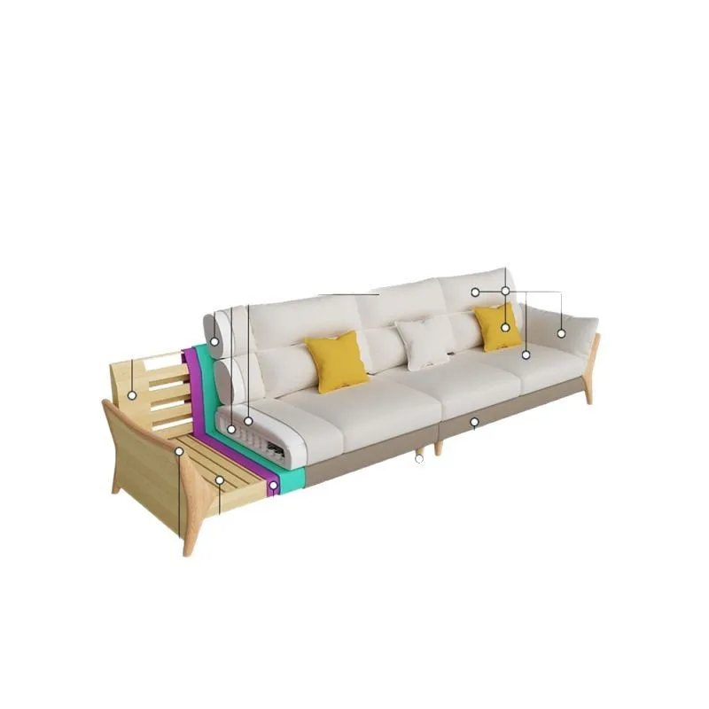 

Fabric sofa living room simple modern sofa new size apartment technology cloth Nordic cream style solid wood sofa