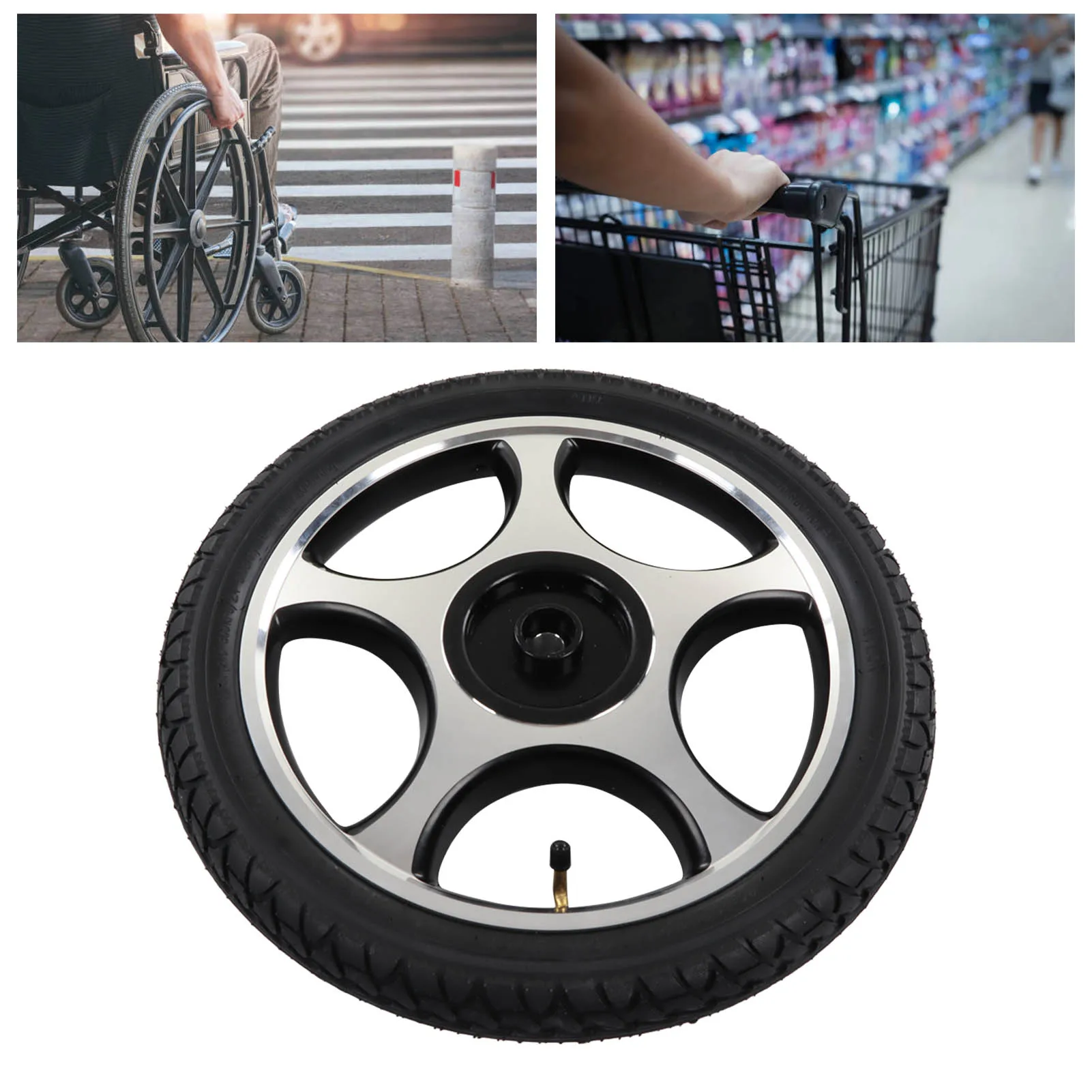 Wheelchair Wheel Replacement Hole with Keyway Alloy Steel Hub Inflatable Caster Wheel 16in Outer Diameter Wheelchair Wheel