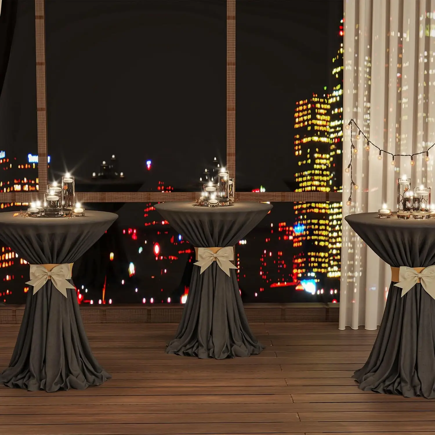 2 Pcs Round Bar Table, 35