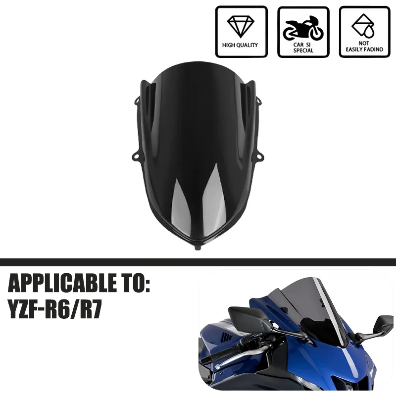 For Yamaha R6 YZFR6 2017-2024 R7 YZFR7 2021-2025 Front Windshield Visor Wind Deflector Windscreen Spoiler Double Bubble Screen