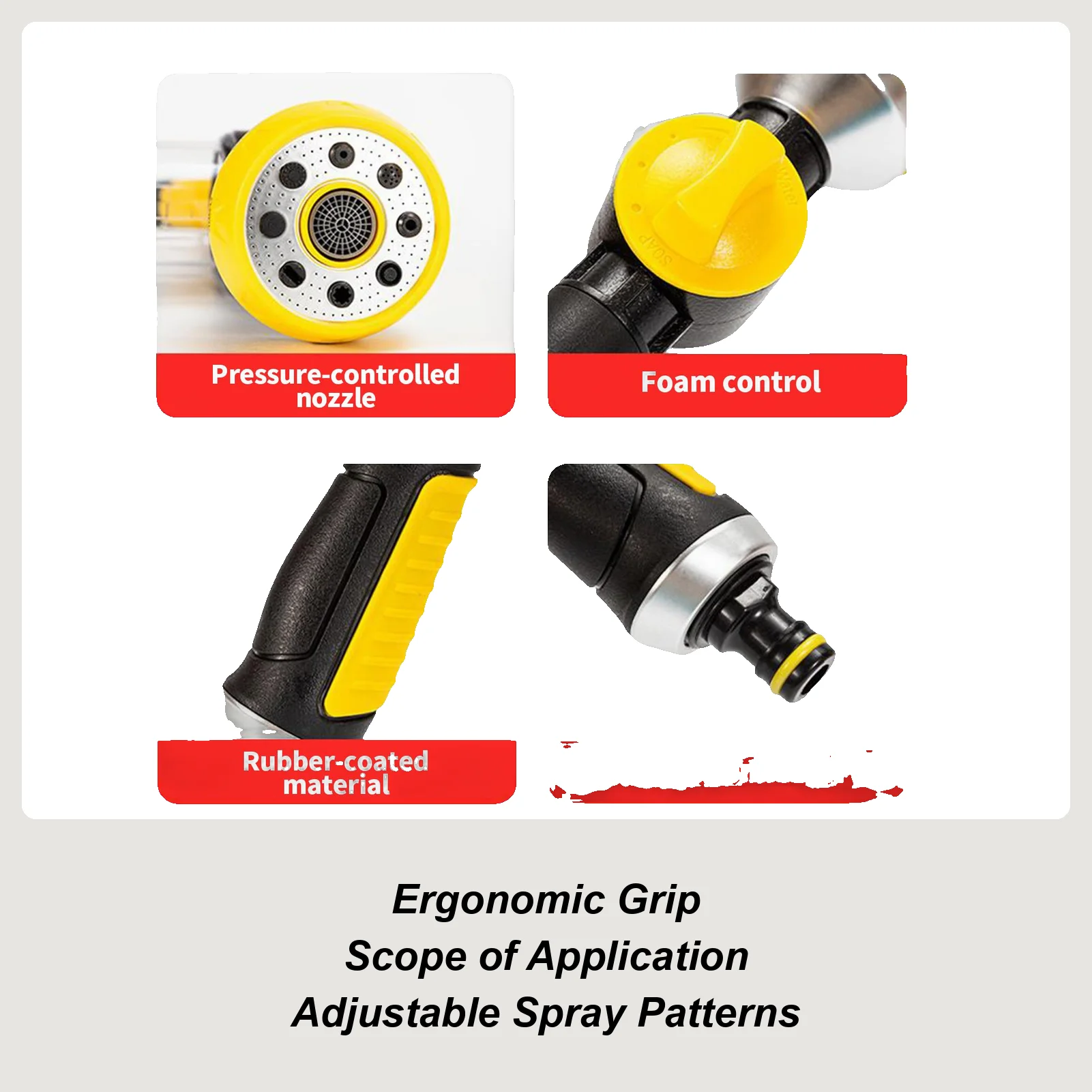 

Garden Hose Nozzle Heavy Duty Water Hose Sprayer Nozzle With Soap Dispenser Bottle Adjustable Cleaning Tools For Patio Lawn