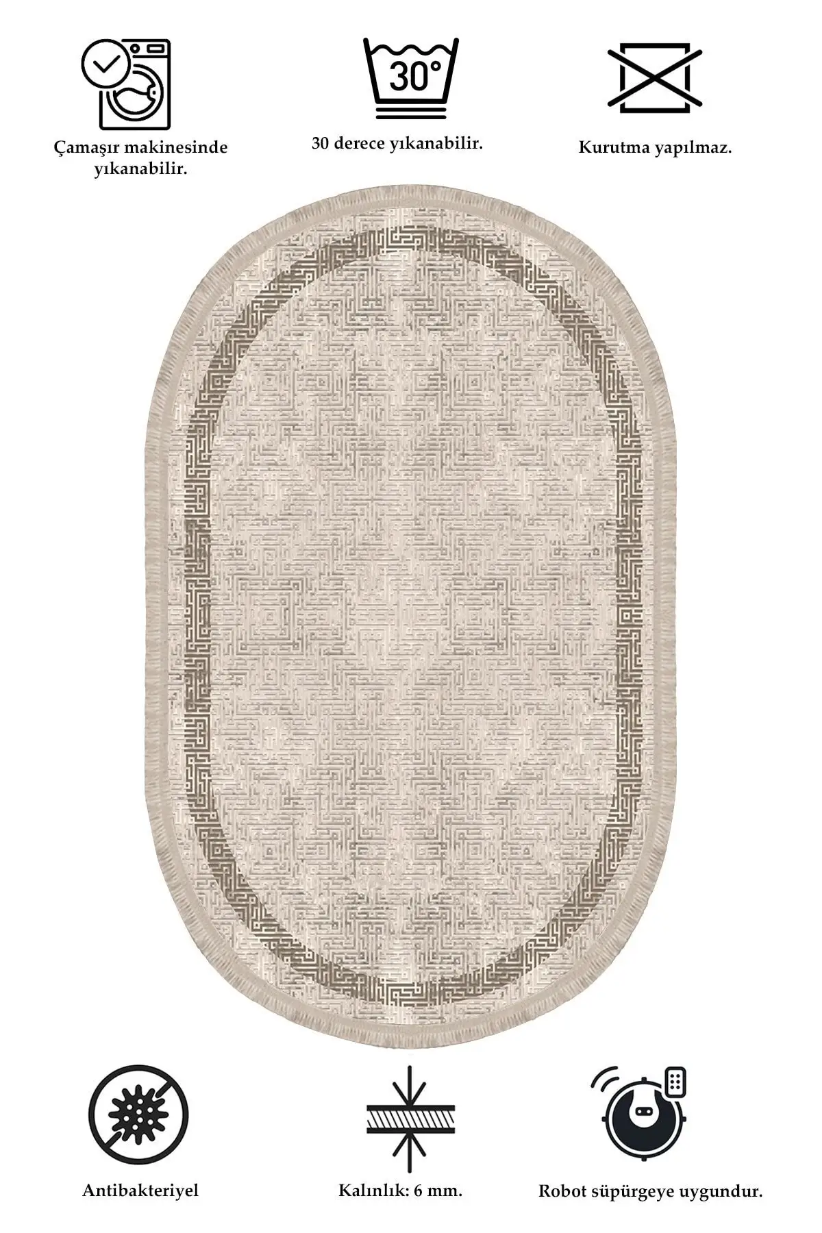 

DOLBOVI Vintage digital printing washable non-slip base stain resistant Oval living room carpet