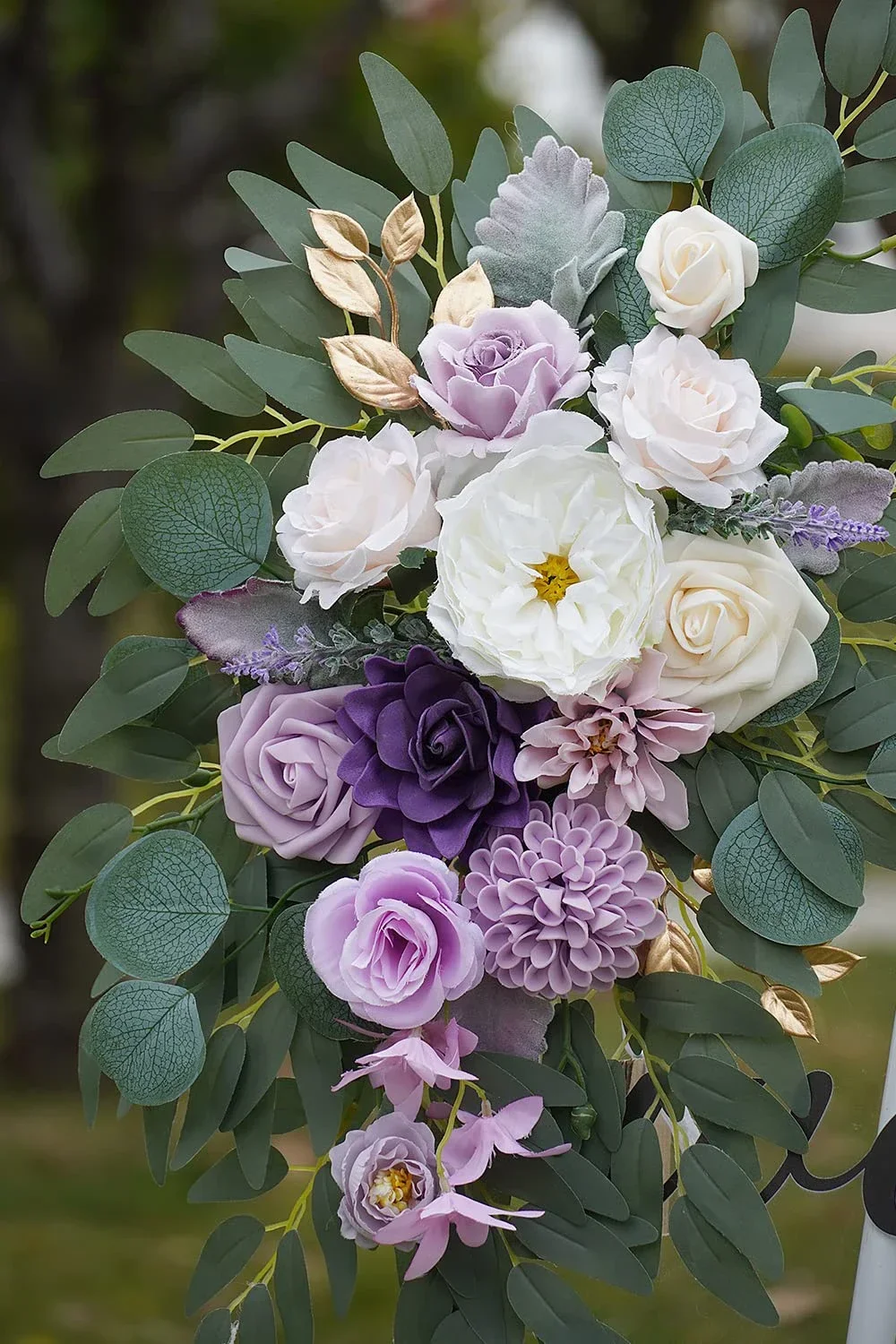 Romantische weiße künstliche Hochzeitsblumen, künstliche Bogenblumen, künstlicher Hochzeitsbogen, Blumen-Set, Hochzeit, Willkommensschild, Dekor – Detail 25