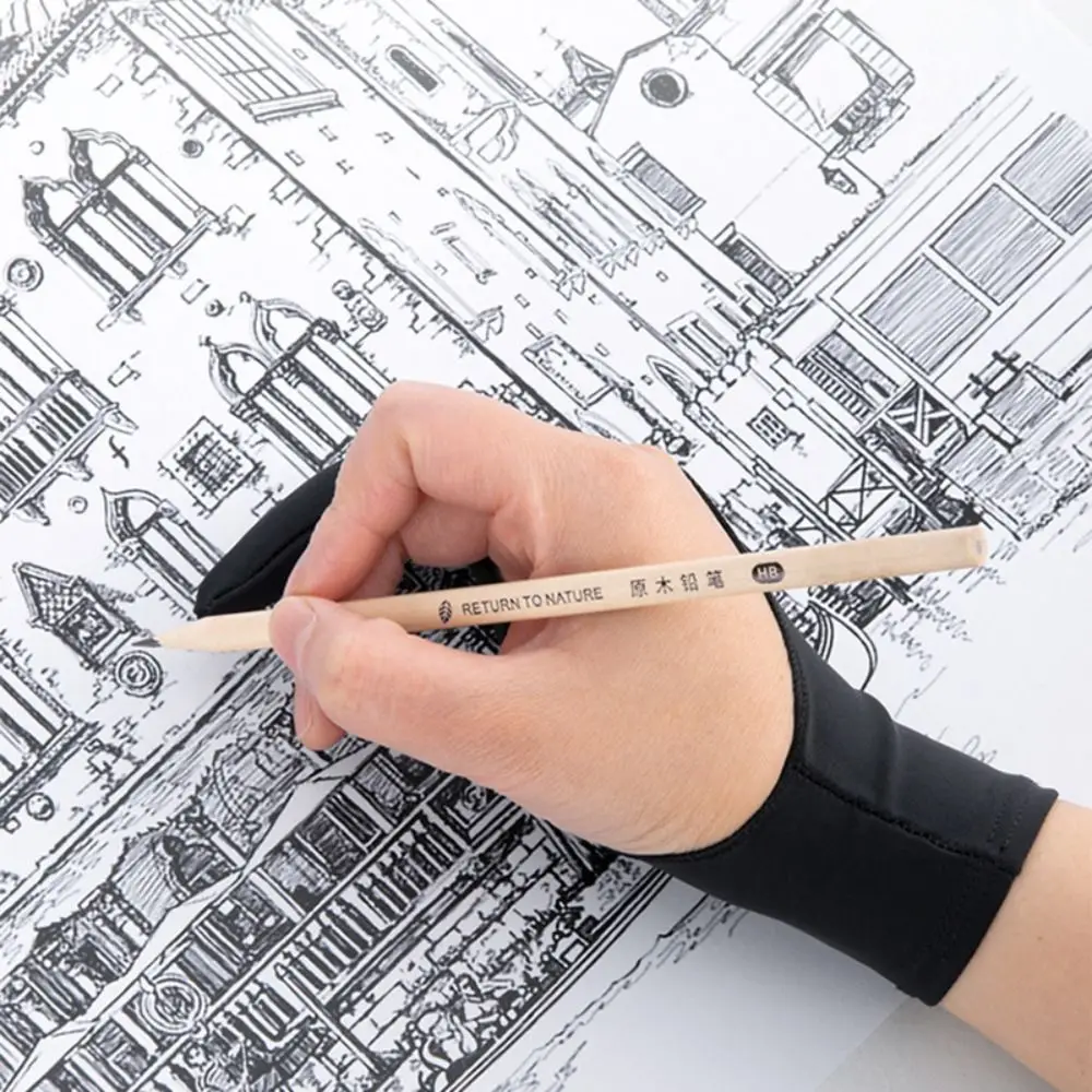 1pcs Simple 1/2 Fingers Painting Gloves Anti-touch Anti-fouling Sketch Gloves Sweat-proof Drawing Gloves Hand-drawn