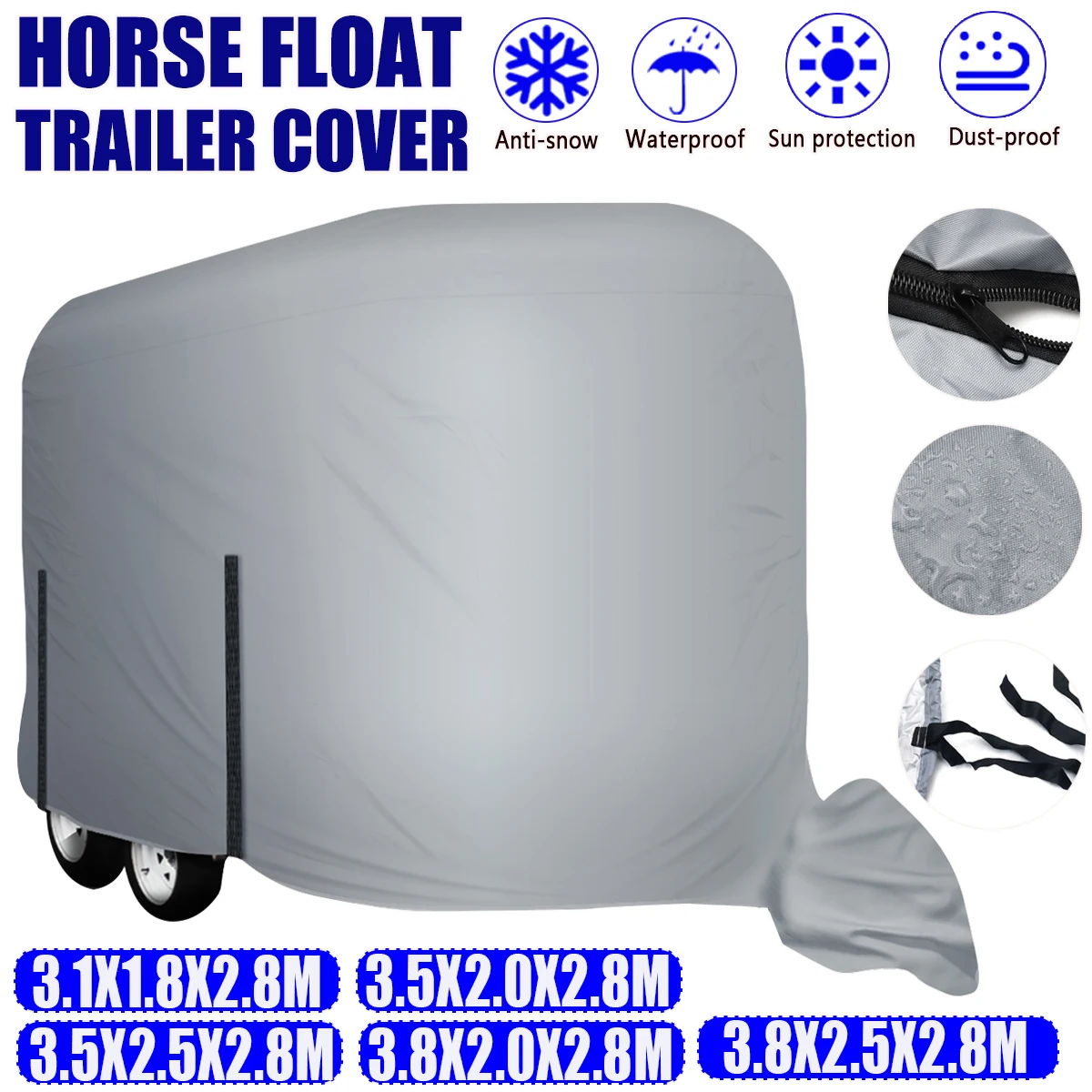 210D Horse Float Trailer Cover & Tow Hitch Cover Waterproof Sun Protection Anti-UV