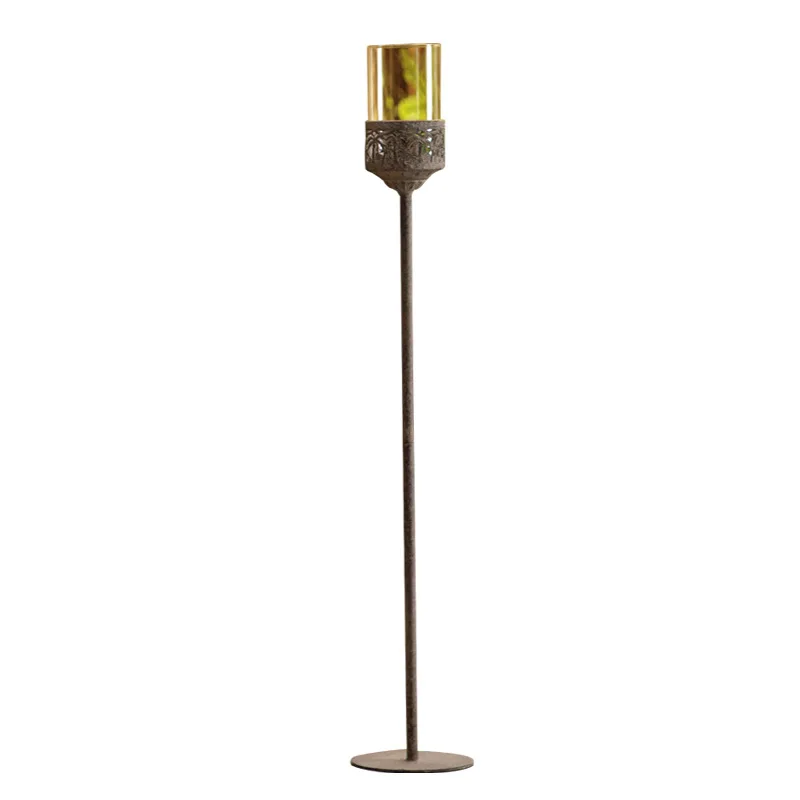 

Retro American long feet, floor-to-ceiling design candlestick, iron windproof atmosphere, home jewelry ornament